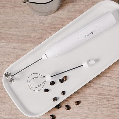 3 In 1 With Spring Electric Milk Frother Whisk Egg Beater Usb Rechargeable Coffee Blender