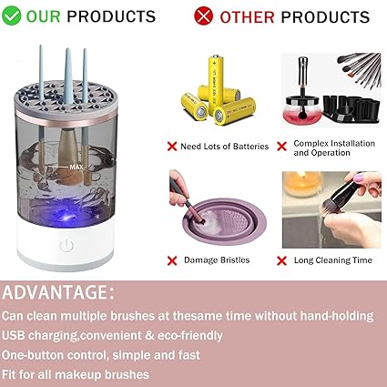 3 In 1 Electric Makeup Brush Cleaner | Automatic Make Up Brush Holder Cleaner Machine