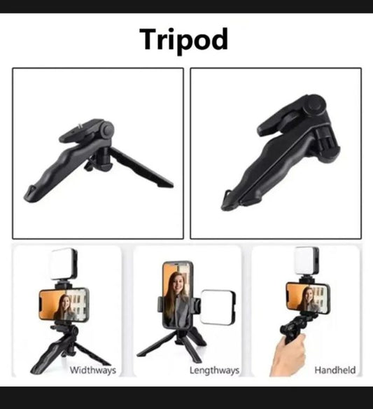 Ay-49 Video Making Kit Mobile Vlogging Tripod Triple Band Light