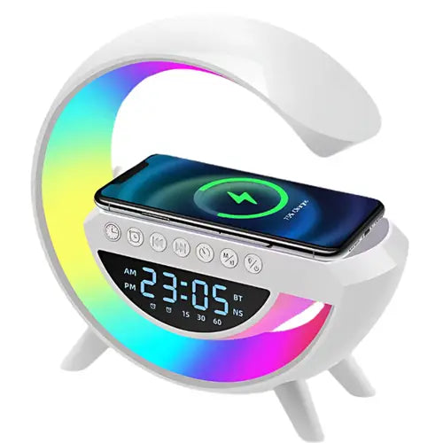 G Shaped Lamp – Bluetooth Speaker- Wireless Charger & Digital Clock