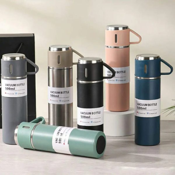 Stainless Steel Vacuum Flask Set with 2 cups